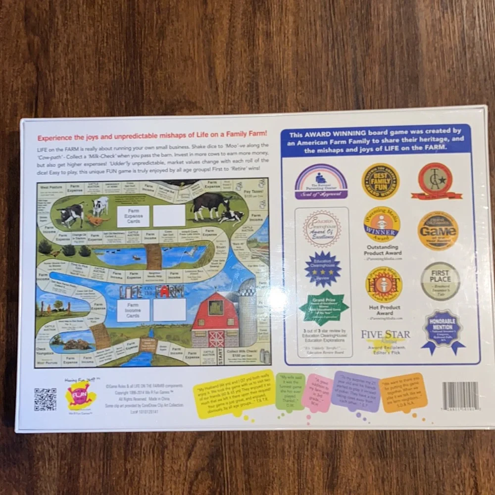 Collectible-Life on the Farm Board Game-Award Winning Game-New in Box!